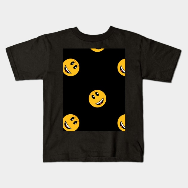 Yellow emoticons on a black background. Joy, smiles, fun. Kids T-Shirt by grafinya